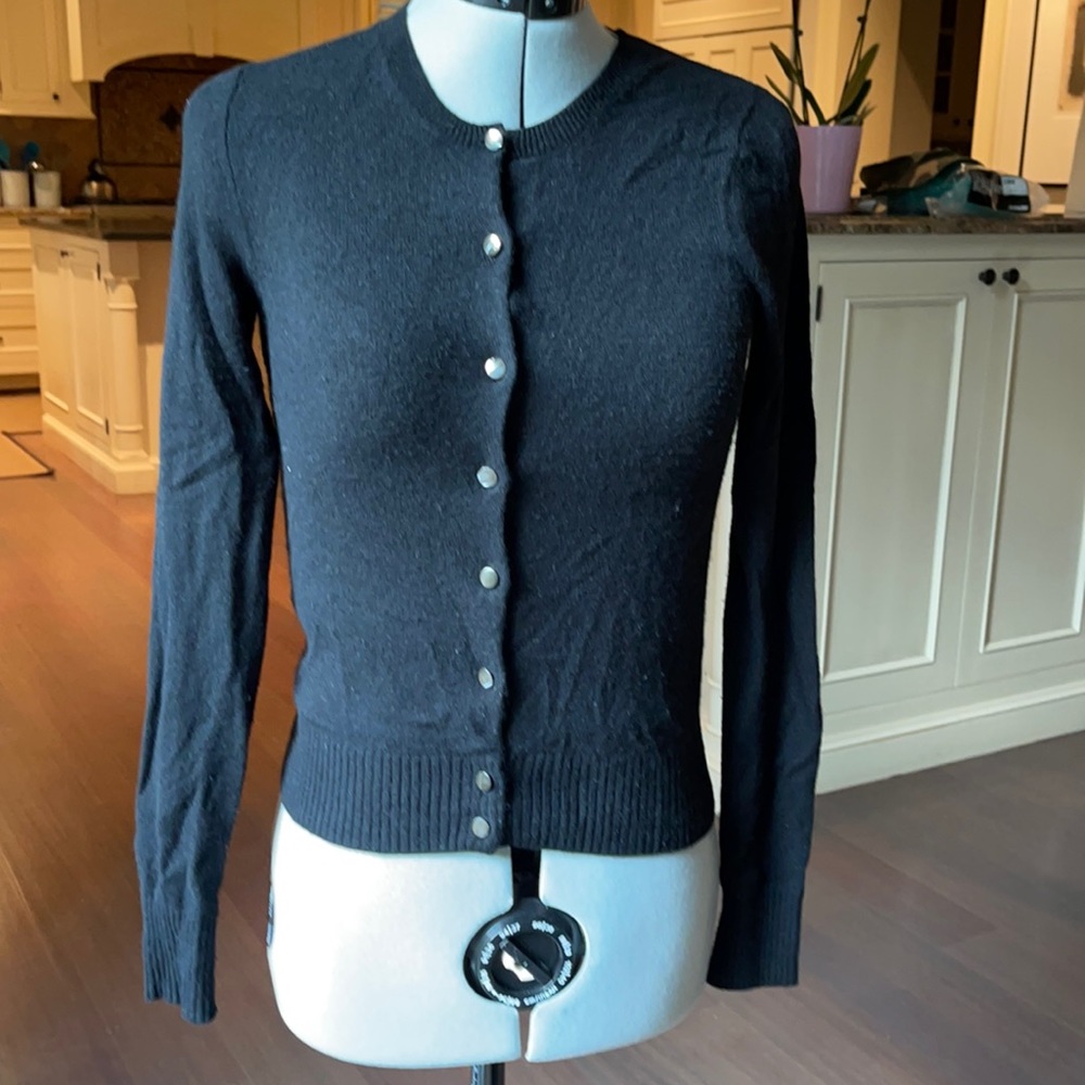 J Crew 100% cashmere black cardigan XS